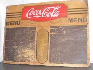 Coca Cola Sign Kay Menu Board Chalkboard Antique Wood 1930 