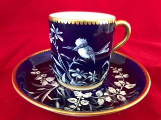 Fine Antique Minton / Moore Pat Sur Pat Porcelain Cup And Saucer.  2.