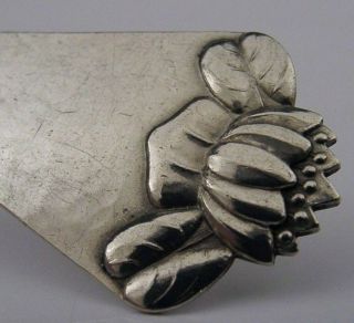 Danish Solid Silver Ladle Lily Pad Flower Design 1923 Antique Art Nouveau 7inch