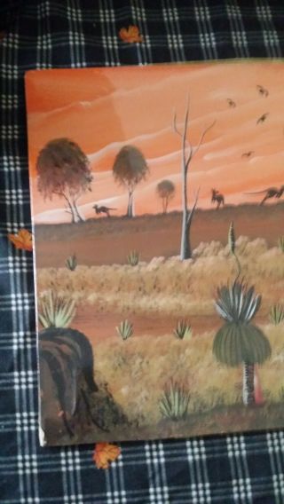 Vintage Painting Australia Aboriginal Artist Marjorie Hanson Taped in Plastic R 3