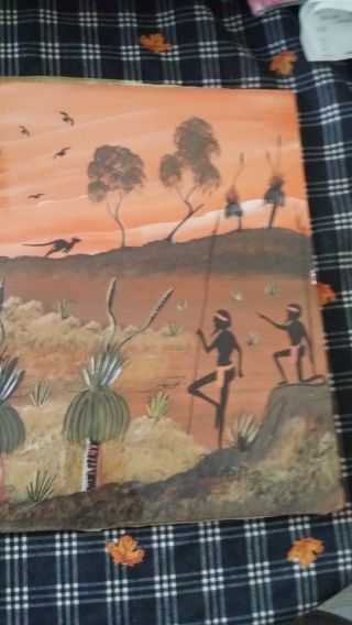 Vintage Painting Australia Aboriginal Artist Marjorie Hanson Taped in Plastic R 5