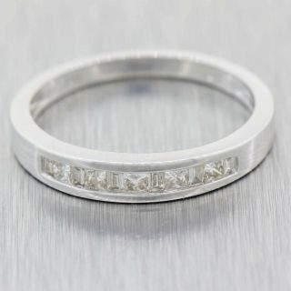 Vintage Estate 14k White Gold.  40ctw Princess Cut Diamond 3mm Wedding Band Ring