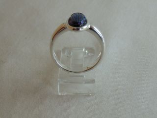 ANTIQUE,  1910 LC TIFFANY RARE COBALT BLUE FAVRILE ART GLASS SCARAB STERLING RING 4