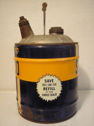Vintage Sunoco 5 Gallon Mercury Made Motor Oil Can Advertising 10W Gas Station 4