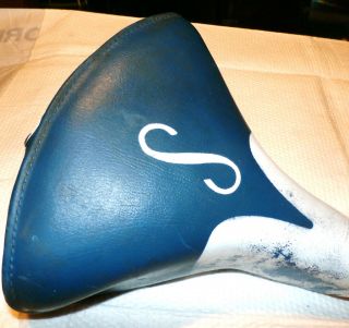 Vintage Schwinn Approved Blue And White S Bicycle Seat