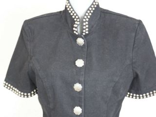 Vintage DOUBLE D Ranch Wear Studded Black Cropped Denim Blazer Jacket - Small 2