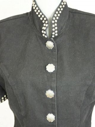 Vintage DOUBLE D Ranch Wear Studded Black Cropped Denim Blazer Jacket - Small 3