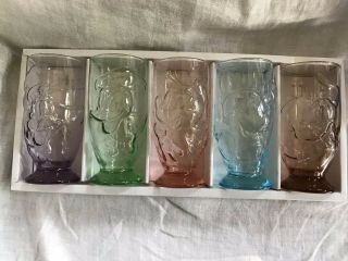 Vintage Walt Disney Drinking Glasses 5.  25 “ Set Of 5 Rare K Onishi Japan