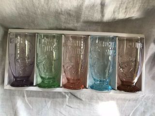 Vintage Walt Disney Drinking Glasses 5.  25 “ Set Of 5 Rare K onishi Japan 2