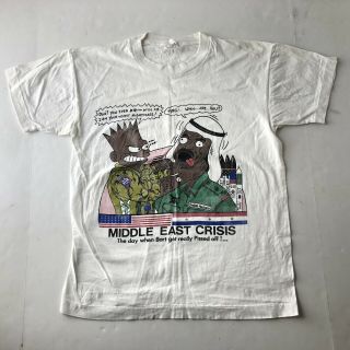 Vtg 90s Bootleg Bart T - Shirt Mens M Saddam Hussein Desert Storm The Simpsons