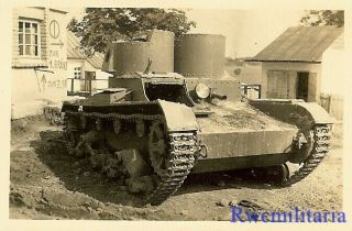Rare German View Captured Russian T - 26 (mod.  1931) Twin Turreted Tank