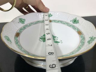 Vtg HEREND Hungary Green Chinese Bouquet Floral Porcelain Footed Compote Plate 2