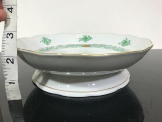 Vtg HEREND Hungary Green Chinese Bouquet Floral Porcelain Footed Compote Plate 3