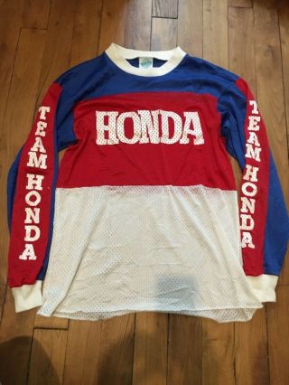 Vintage Team Honda Motocross Jersey 80s L/xl Made In Usa Og