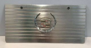Vtg Oem Classic Cadillac 3d Logo Chrome Stainless Steel License Plate Blank Usa