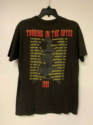 Vintage 1991 Slayer Touring In The Abyss Concert Tour T Shirt Size S/M RARE 2