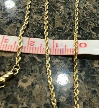 Vintage Solid 14K Gold Rope Chain 24” 5.  1 Grams Not Scrap Barrel Clasp 10