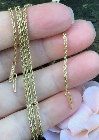 Vintage Solid 14K Gold Rope Chain 24” 5.  1 Grams Not Scrap Barrel Clasp 4