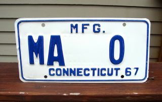 Vintage 1967 Connecticut Mfg Sample License Plate Ma0 Automaker