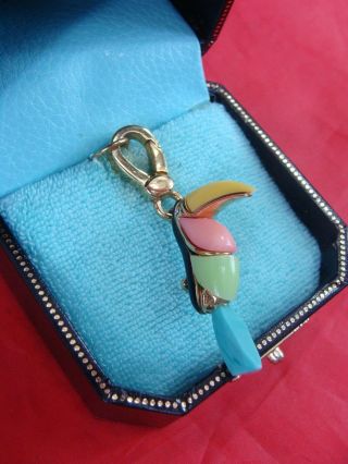 Vintage Rare Juicy Couture Enamel Colored Toucan Bird Bracelet Bag Charm W/box