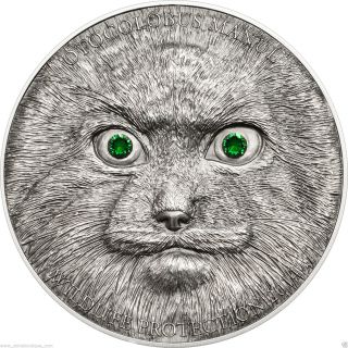 Manul 1 Oz Silver Coin Antique Finish 2014 Mongolia &