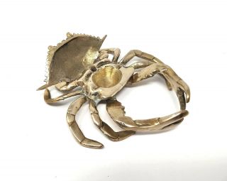 Vintage Brass Crab Ashtray with Movable Legs & Shell Lid 3