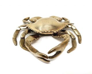 Vintage Brass Crab Ashtray with Movable Legs & Shell Lid 4