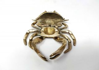 Vintage Brass Crab Ashtray with Movable Legs & Shell Lid 7
