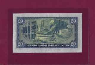 SCOTLAND THE UNION BANK 20 POUNDS 1951 PS - 818 VF RARE Great Britain UK 2
