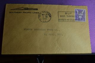 Ww2 Buy War Bonds&savings Stamps 1943 Southern Pacific R.  R.  Lines Brown Envelop