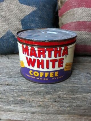 Very Rare Vintage Antique Tin Can Martha White Coffee 1lb Flatt Scruggs