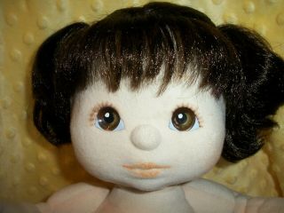 Vintage 1985 My Child Baby Doll Mattel yellow Dress Dark Brown Hair Brown Eyes 6