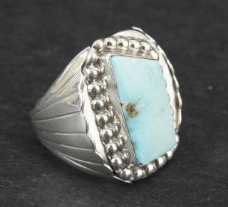 Vintage Hc Navajo Dry Creek Turquoise Ring 9.  5 Native American Sterling Jewelry