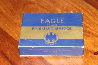 Rare Oddity Antique Eagle De Luxe Playing Cards Five 5 Suit Poker Bridge