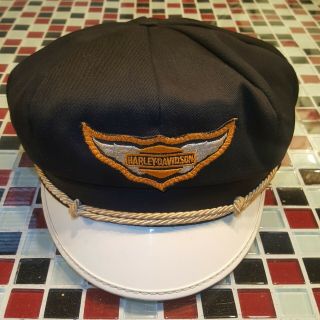 Vintage Harley Davidson Motorcycles Captains Hat Cap Brando Biker 7 3/8