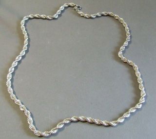 Vintage 24 " 925 Sterling Silver 7 Mm Rope Necklace 82 Gm (f)