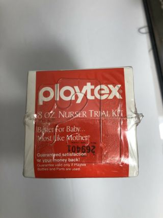 Vintage Playtex Patterns 8 0z.  Nurser Trial Kit Bottle Flat Tip Nipple NIB 1991 7