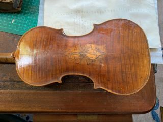 Old violin 4/4.  18th century style inlaid Very Rare Antique Violin 5