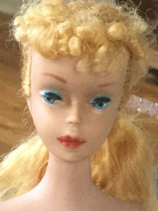 Vintage Blonde Ponytail 1958 Barbie Doll W/h Swimsuit Mattel