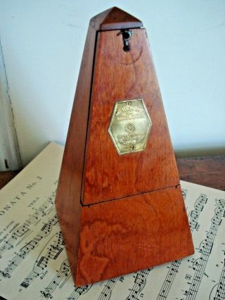 Vintage Seth Thomas Clock Metronome De Maelzel Wood Wind Up Music Timer Tool