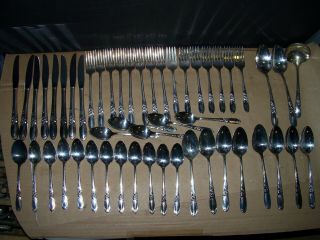 Oneida Community White Orchid 1953 Silverplate Silverware Flatware - 51 Piece Set