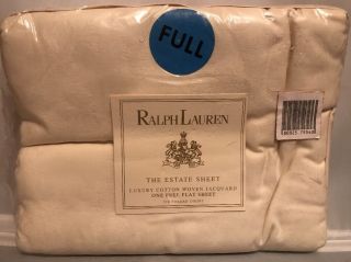 Rare Vintage Ralph Lauren Alissa Cream Jacquard Weave Full Flat Sheet Usa