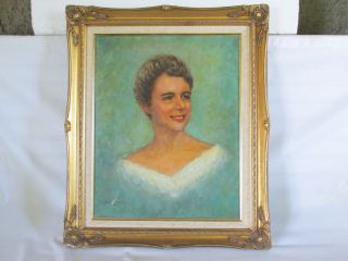 Vintage Oil On Canvas Lady Portrait Signed And Framed