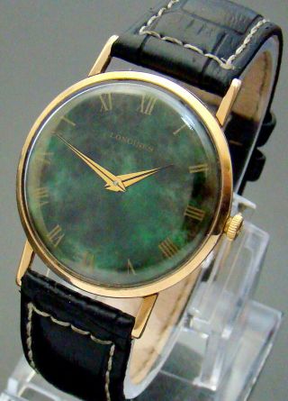 Vtg Very Rare 1968 Longines Gold Plated Mens Watch Roman Number Dial