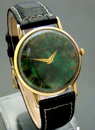 VTG VERY RARE 1968 LONGINES GOLD PLATED MENS WATCH ROMAN NUMBER DIAL 6