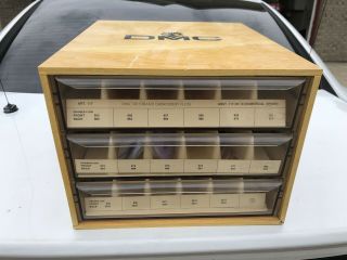 Vintage Dmc 3 Drawer Wood Embroidery Floss Storage Cabinet In Great Shape