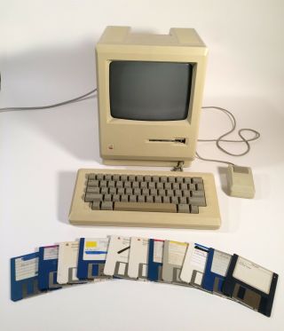 Vintage Macintosh 512K Computer,  Keyboard,  Mouse,  and Disks • Good 4
