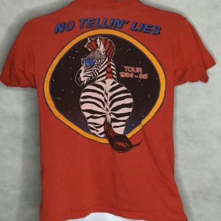 Vintage Zebra Tour T Shirt Sz M 1984 No Tellin Lies USA Made Rock Band 3