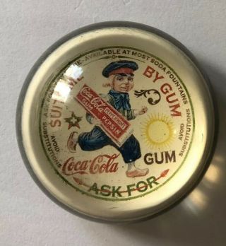 Vtg Coca Cola Pepsin Gum Dutch Boy Glass Paperweight