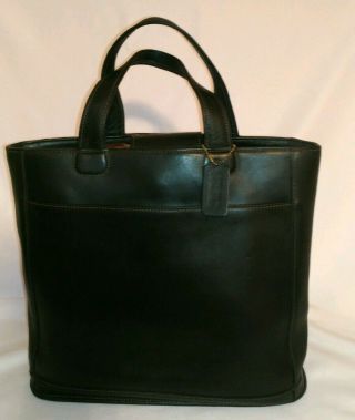 Vintage Stunning Coach All Black Glove Tanned Leather Handbag Shopper H9c - 9314